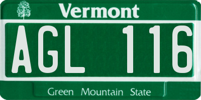 VT license plate AGL116