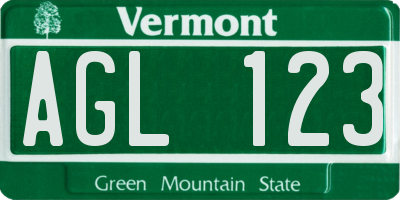 VT license plate AGL123