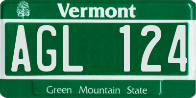 VT license plate AGL124