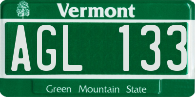 VT license plate AGL133