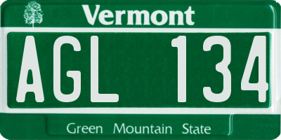VT license plate AGL134