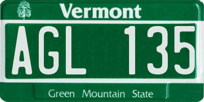 VT license plate AGL135