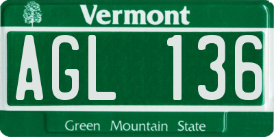 VT license plate AGL136