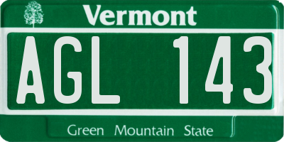 VT license plate AGL143