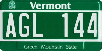 VT license plate AGL144