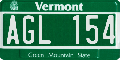 VT license plate AGL154