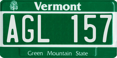 VT license plate AGL157