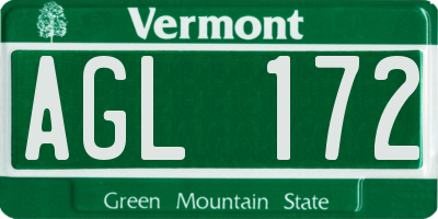 VT license plate AGL172