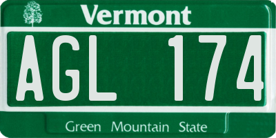 VT license plate AGL174