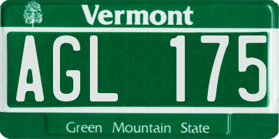VT license plate AGL175