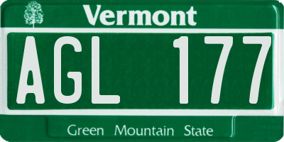 VT license plate AGL177
