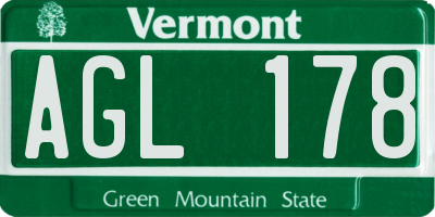 VT license plate AGL178