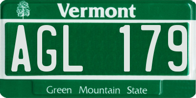 VT license plate AGL179