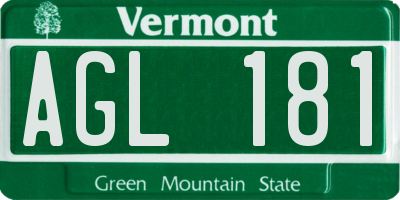 VT license plate AGL181