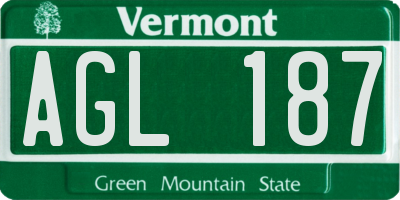 VT license plate AGL187