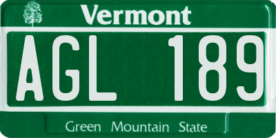 VT license plate AGL189