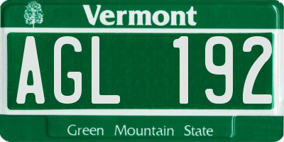 VT license plate AGL192