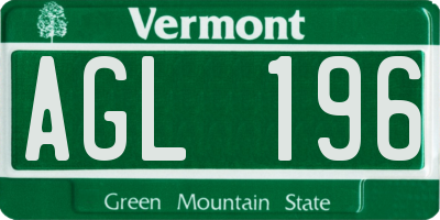VT license plate AGL196