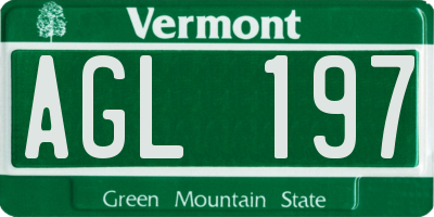VT license plate AGL197