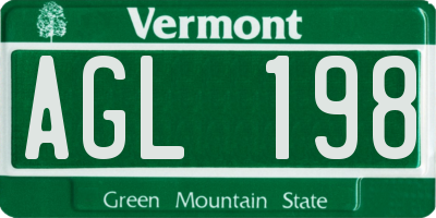 VT license plate AGL198
