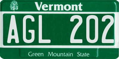 VT license plate AGL202