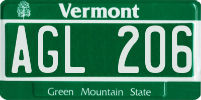 VT license plate AGL206