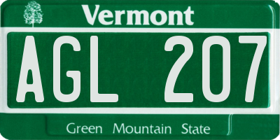 VT license plate AGL207