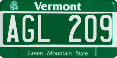 VT license plate AGL209