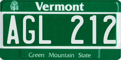 VT license plate AGL212