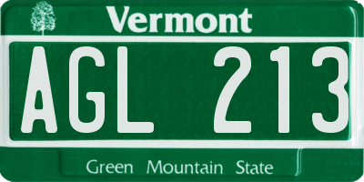 VT license plate AGL213