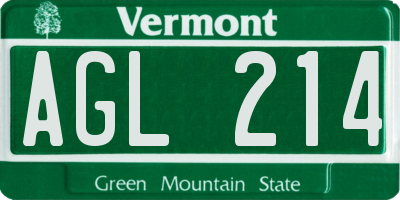 VT license plate AGL214