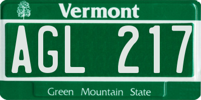 VT license plate AGL217