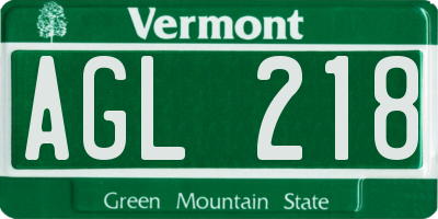 VT license plate AGL218