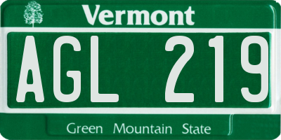 VT license plate AGL219