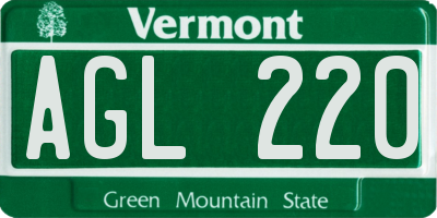 VT license plate AGL220