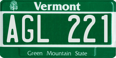 VT license plate AGL221