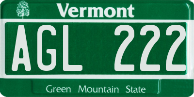 VT license plate AGL222