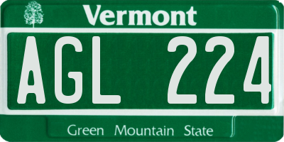 VT license plate AGL224