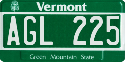 VT license plate AGL225