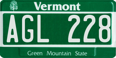 VT license plate AGL228