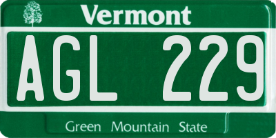 VT license plate AGL229