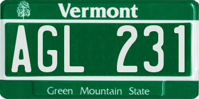 VT license plate AGL231