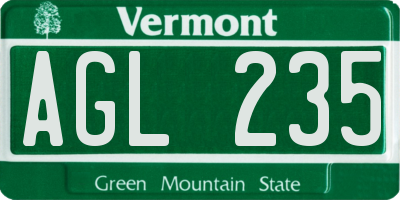 VT license plate AGL235
