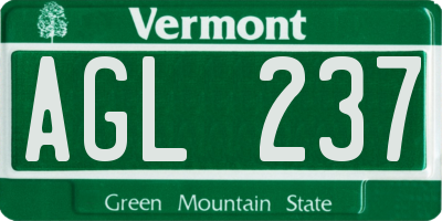 VT license plate AGL237