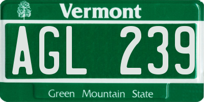 VT license plate AGL239