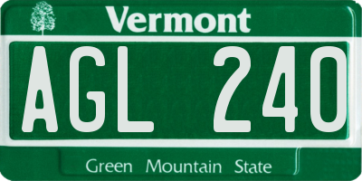VT license plate AGL240