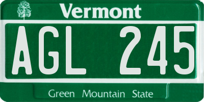 VT license plate AGL245