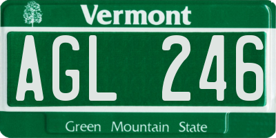 VT license plate AGL246