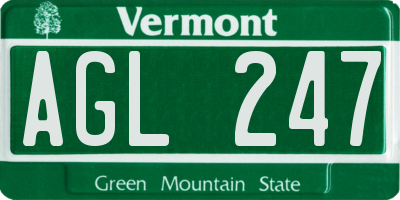 VT license plate AGL247