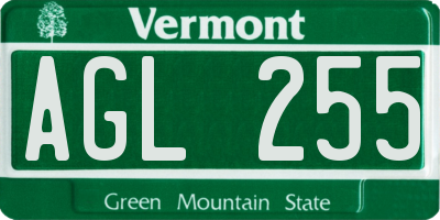 VT license plate AGL255